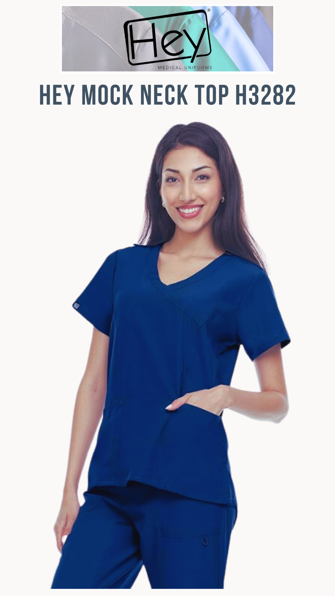 Hey Scrubs 4-Way Stretch Mock Neck Medical Scrub Top with Princess Seam H3282