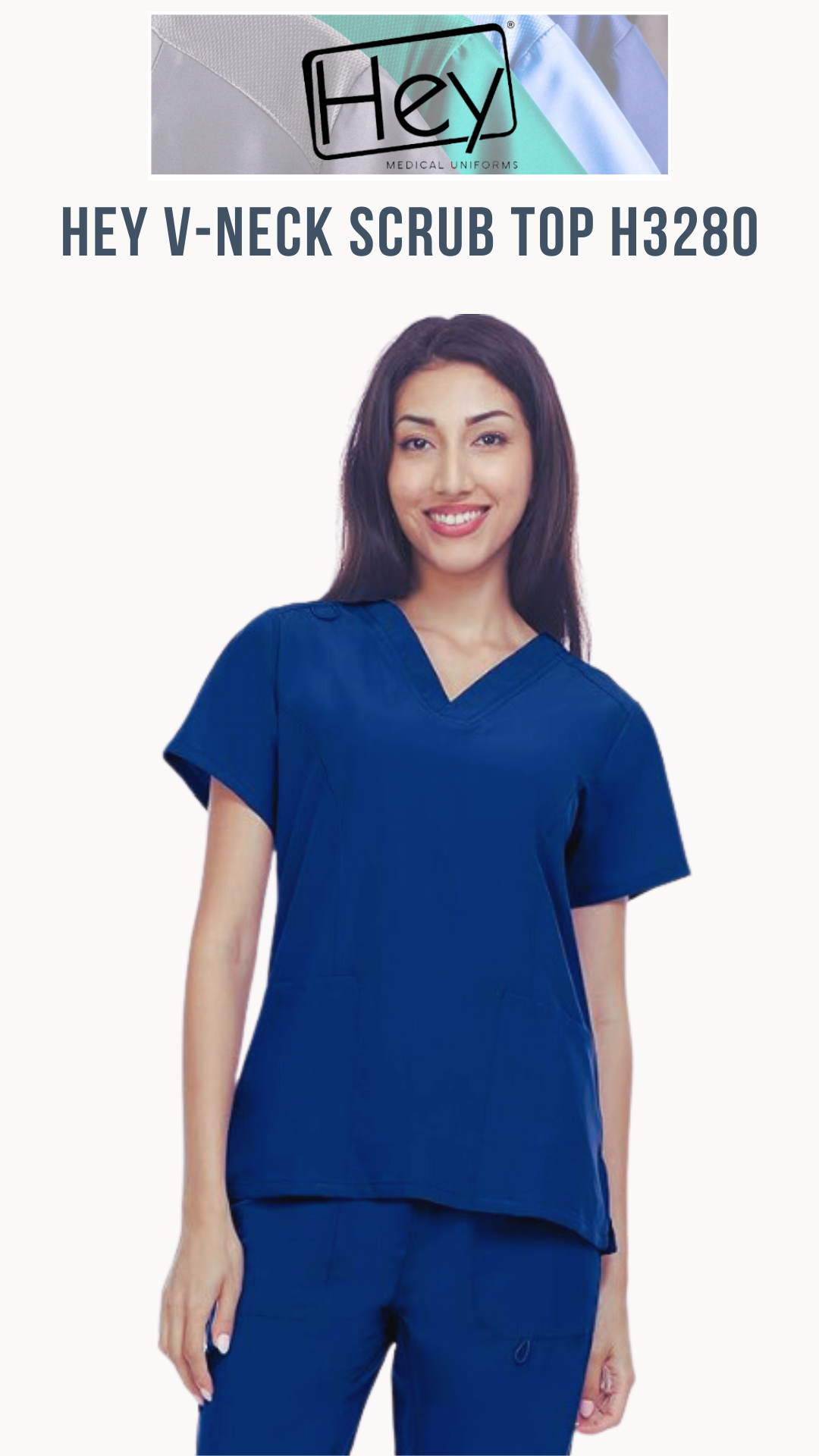 Hey Scrubs 4-Way Stretch V-Neck Medical Scrub Top with Princess Seam H3280