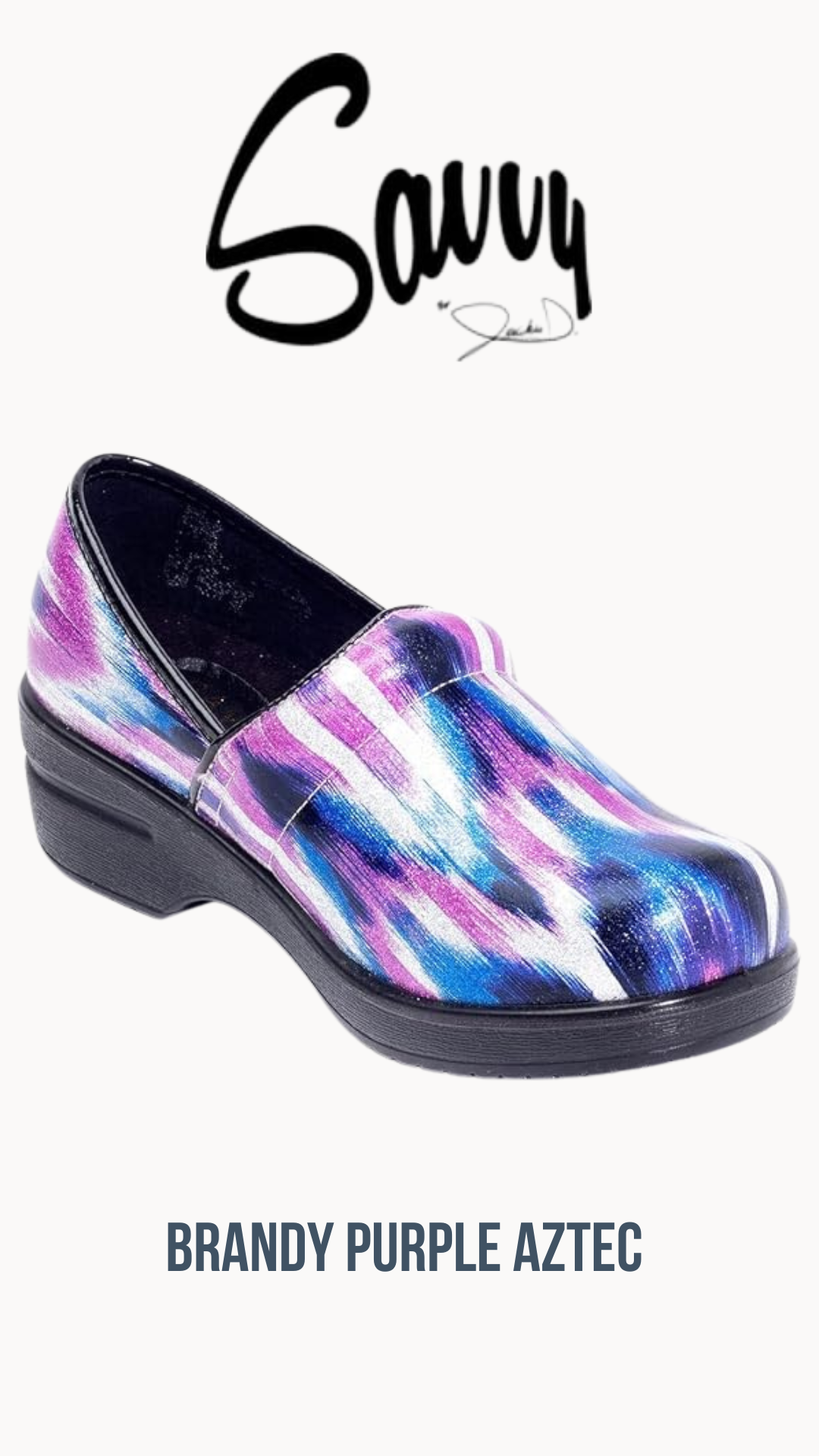 Savvy Brandy Nursing Shoe in Purple Aztec