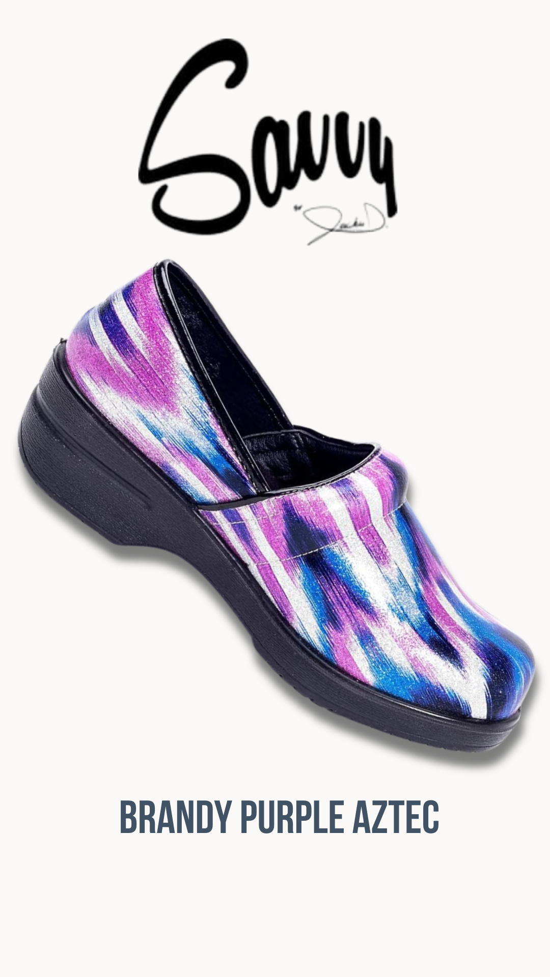 Savvy Brandy Nursing Shoe in Purple Aztec