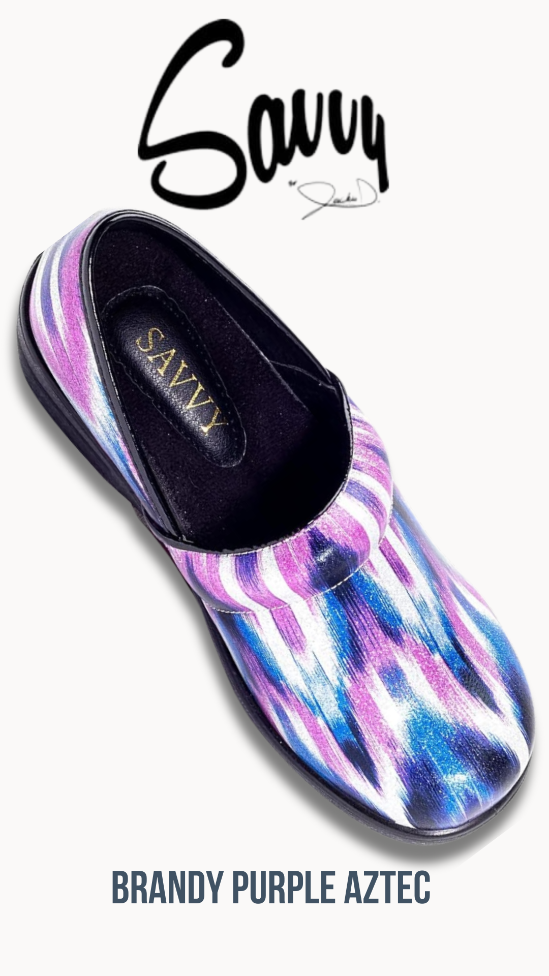 Savvy Brandy Nursing Shoe in Purple Aztec