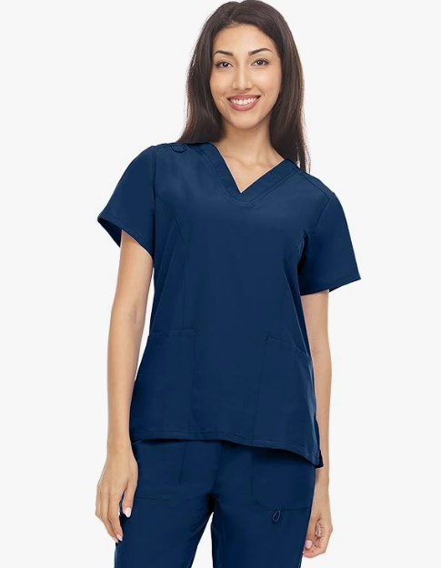 Hey Scrubs 4-Way Stretch V-Neck Medical Scrub Top with Princess Seam H3280