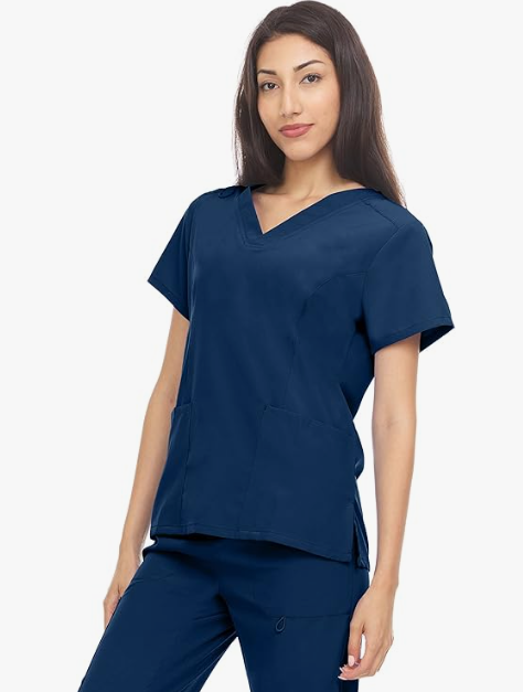 Hey Scrubs 4-Way Stretch V-Neck Medical Scrub Top with Princess Seam H3280