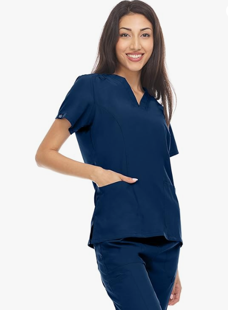 Hey Scrubs 4-Way Stretch V-Neck Medical Scrub Top with Princess Seam H3280