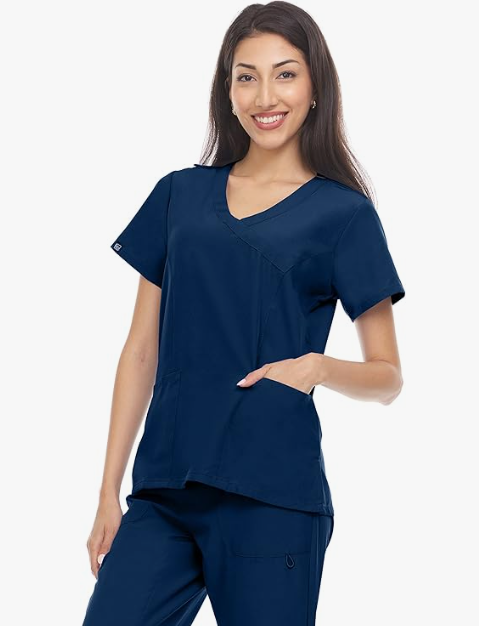 Hey Scrubs 4-Way Stretch Mock Neck Medical Scrub Top with Princess Seam H3282