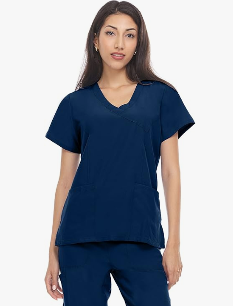 Hey Scrubs 4-Way Stretch Mock Neck Medical Scrub Top with Princess Seam H3282