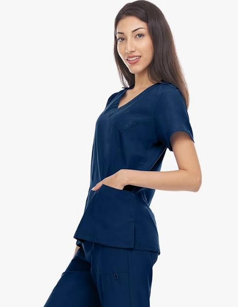 Hey Scrubs 4-Way Stretch Mock Neck Medical Scrub Top with Princess Seam H3282